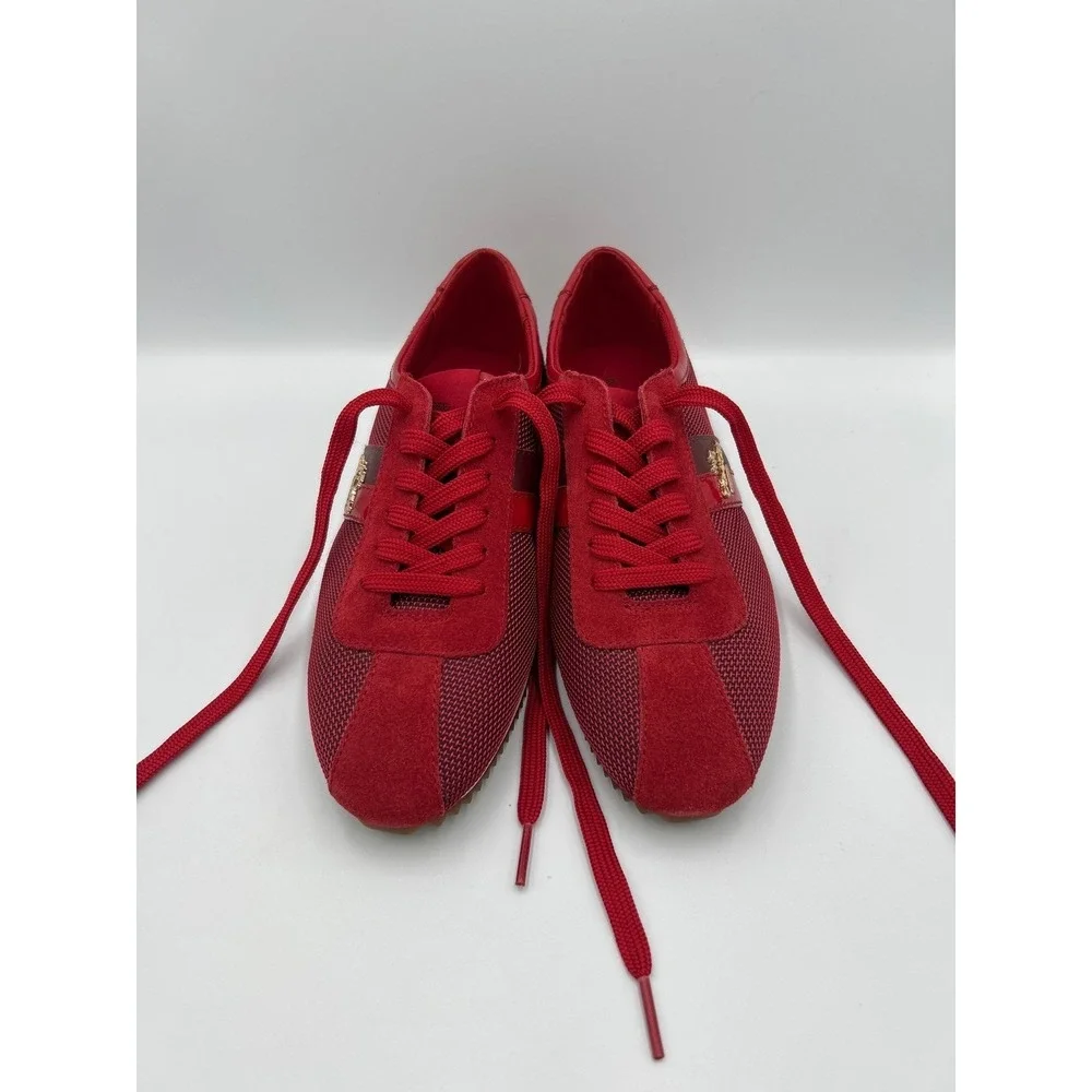 Coach Ivy Red Mesh Suede Patent Leather Low Top Sneakers Womens 6.5 B A00994